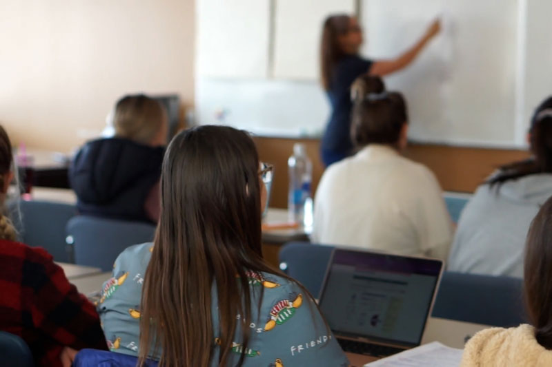 A group of students in class